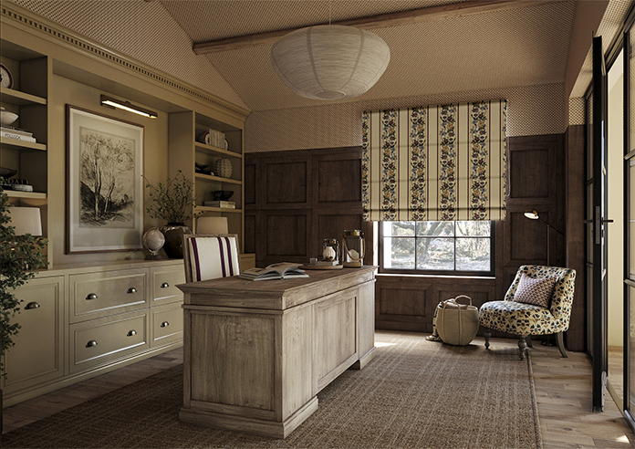 Jennys Stripe, Merlot - Roman Blind - Image 6